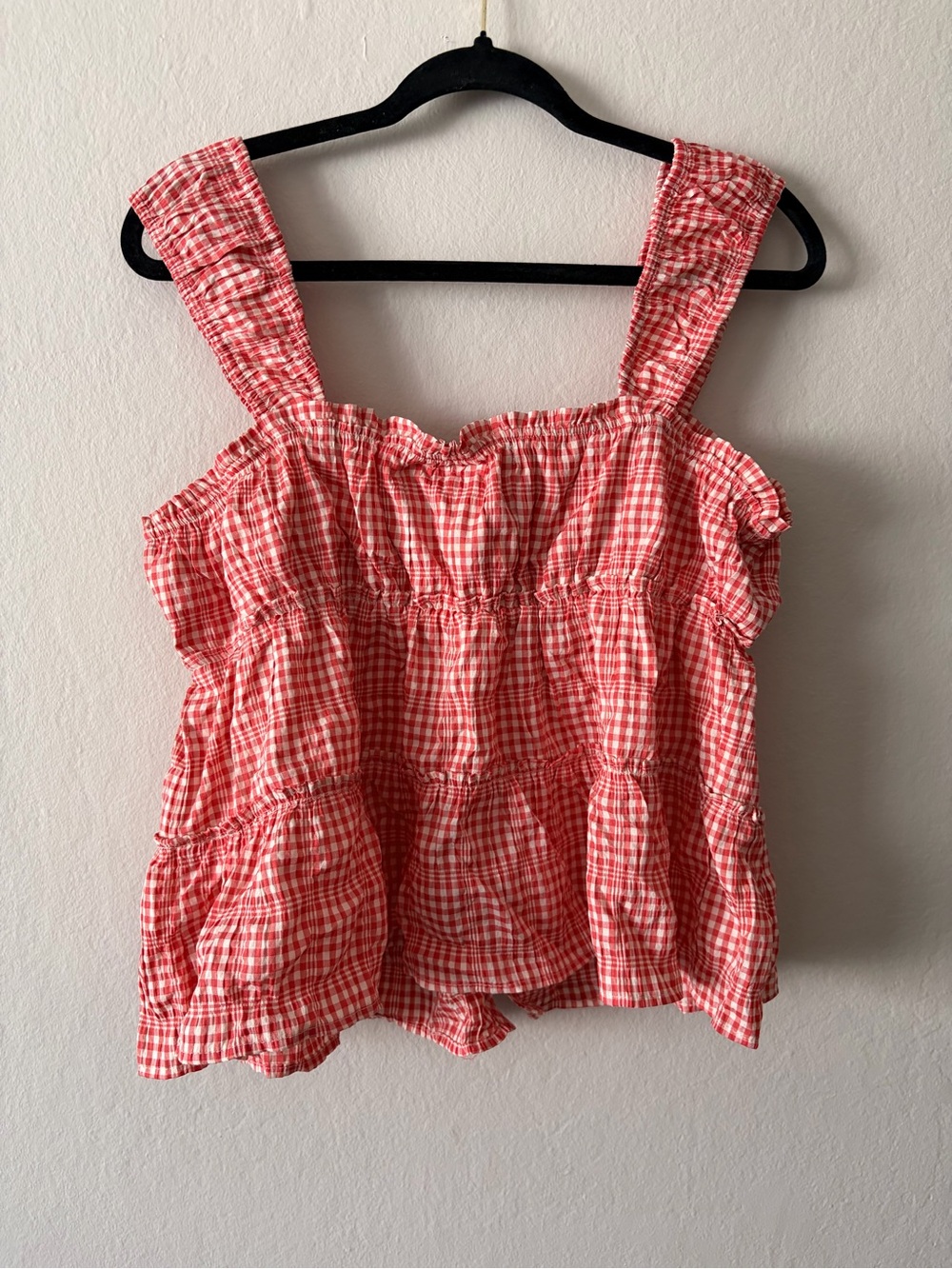 Rewind Red Gingham Ruffle Tank - Picture 4 of 6